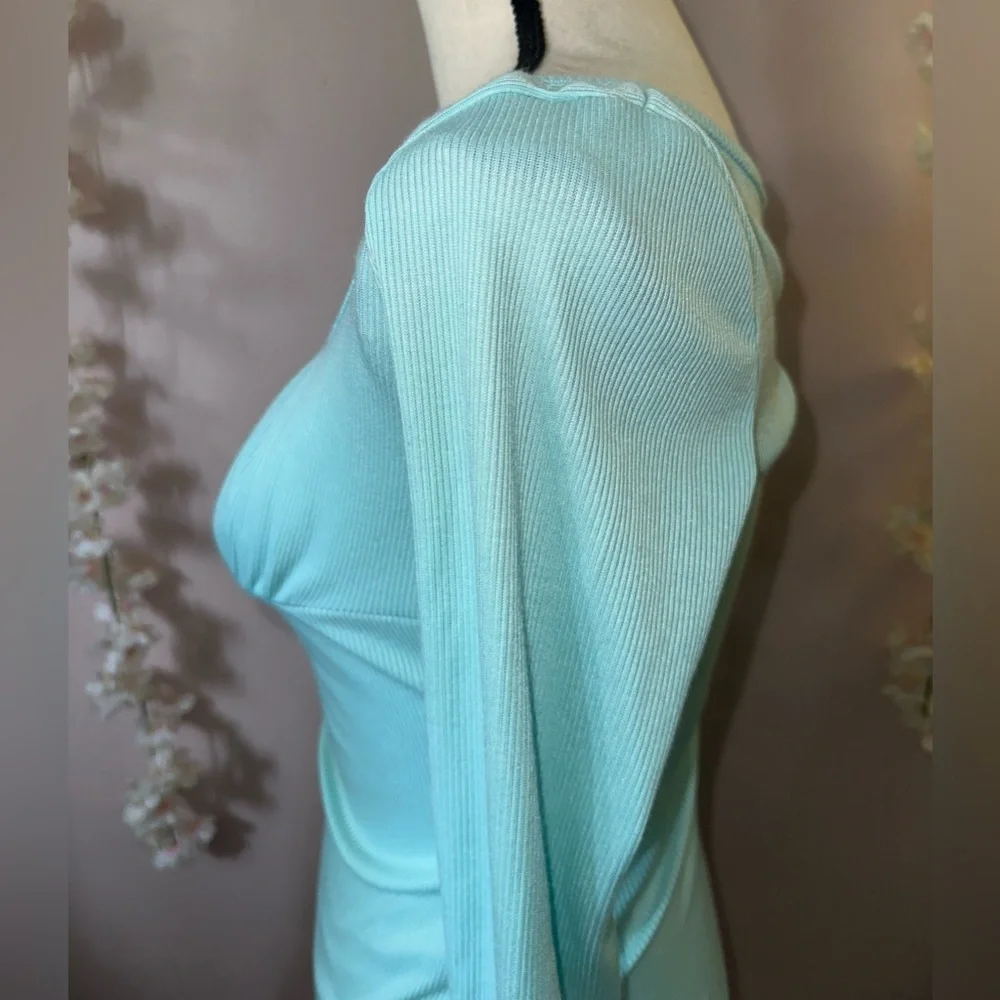 Spring Blue Drawstring Bodycon Dress - Picture 3 of 5